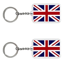 FHZJKJX 2 Pack United Kingdom Flag Keychain British UK Key Ring-(British)