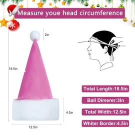 Subyan Santa Hats, Unisex Light Pink Velvet Christmas Hat for Adults, Extra Thicken Classic Xmas Hat for Christmas New Year Festive Holiday Party Supplies