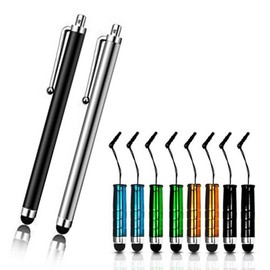 Mobocell Universal Touch Screen Pen Tall and Mini Stylus Set with Dust Plug for Smartphones and Tablets (10 PCS), STYLUS-10PK, Multicoloured