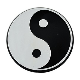 Yin Yang Peace Plastic Auto Emblem - [Silver][2 1/2'' x 2 1/2 '']