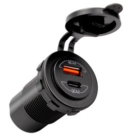 Young Marine Quick Charge Type C 4.0 Port + USB 3.0 Port DC12-24V Waterproof Outlet for Marine, Boat, Car, Golf Cart, RV,UTV, ATV