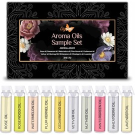 Crysalis Crysalis Aroma Oils - Rose, Rosewood, Watermelon, Plum Kernel, Cedarwood, Vetiver, Nutmeg, Wintergreen, Wheatgerm, Lavender for Aroma, Massage, Candle Making | 3ml Pack of 10