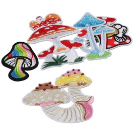 YYlingx 20 Pieces Mushroom Iron on Patches Mini Wild Mushroom Shape Series Embroidered Patches Fabric Sewing Craft Applique Clothing Decoration for Jeans Dress Backpack Craft