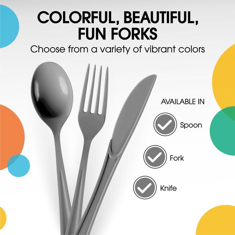 Exquisite Silver Plastic Forks 50 Pieces Silver Forks Disposable Utensils