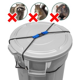 (2 Pack) Encased Trash Can Lock, Bungee Cord Heavy Duty Large Outdoor Garbage Lid Lock (Trash Can NOT Included)
