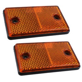 2 x Orange Amber Rectangular Reflectors for Driveway Gate Fence Post Trailers