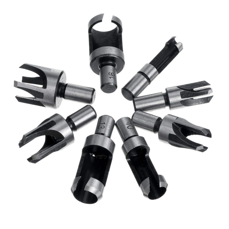 Baorder 8Pcs Wood Plug Cutter Drill Bit Set Carbon Steel