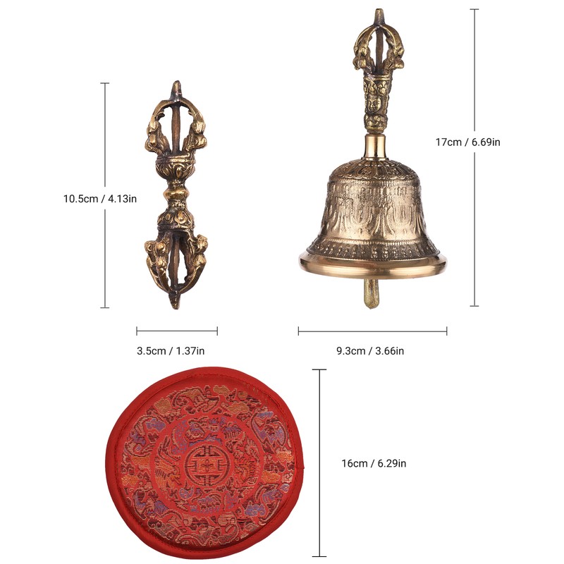 Tibetan Buddhist Bell Bronze Hand Bell with Vajra Padding for