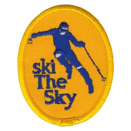 Big Sky Montana 1970s Ski The Sky Vintage Embroidered Sew On, Iron On Decorative Original Collector's Patch, 3 x 2 1/4 x inches