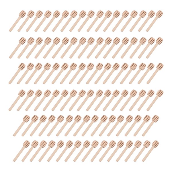 Weskjer Wooden Honey Sticks, 100 Pieces Honey Stirrers, 3 Inch