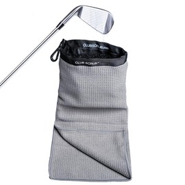 Club Scrub Club Scrub Towel Pro, Golf Club and Ball Cleaning Pouch with Attached Towel, Waterproof Exterior, Clean Face Technology Liner, Machine Washable, Cleans Club Grooves, Waffle-Weave Microfiber (Gray)