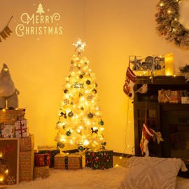 LOENIY 4ft White Pencil Christmas Tree with Remote Control, Prelit Slim Artificial Christmas Tree with 100 Warm White & Multi-Color Lights, Time Functional Xmas Tree with 347 Tips, for Party Office