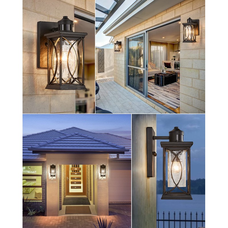 Delicavy Motion Sensor Outdoor Wall Light with Dimmable Bulb, Modern