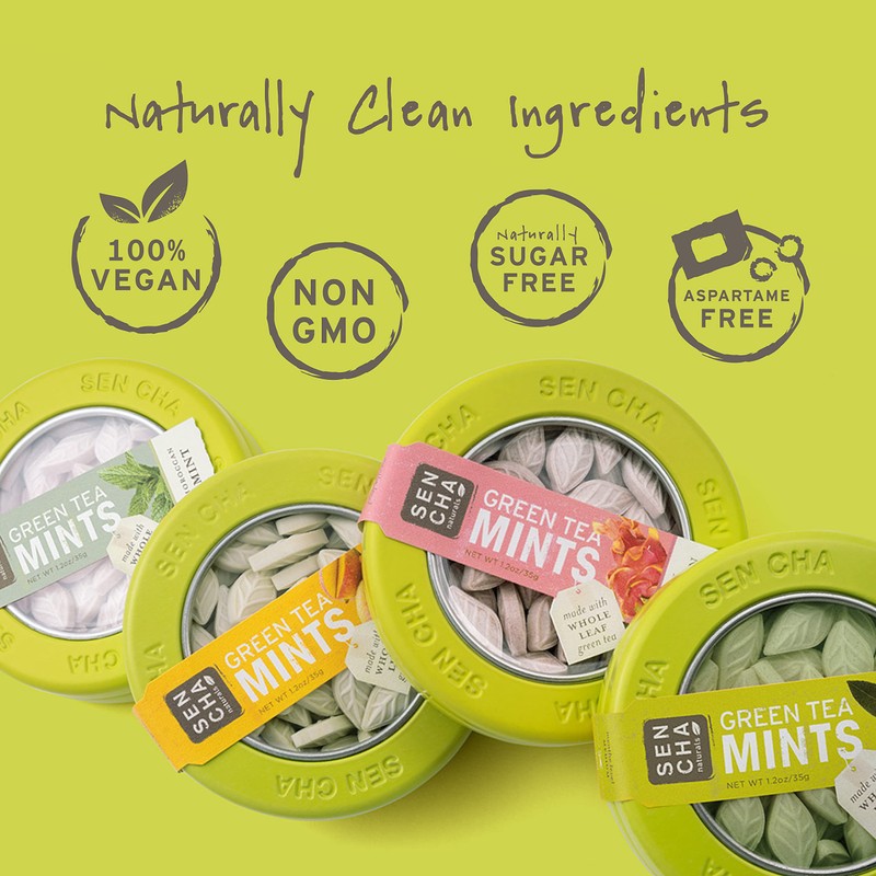SEN CHA Naturals Green Tea Mints, Tropical Mango, 1.2 oz