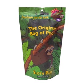 The Original Bag of Poo®, Sloth Poo (Black Cherry flavored Cotton Candy), Novelty Poop Gag Gift (1 oz. single bag), Free sticker inside.