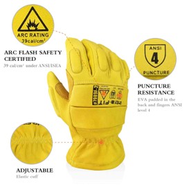 Intra-FIT ARC FLASH Safety Gloves,Cut-Resistant Goat Skin with Kevlar Stitching & Para-Aramid Liner for Work,Handling,Driving