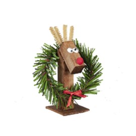 Melody Jane Dolls House Christmas Reindeer Decoration Wooden Garden House Ornament