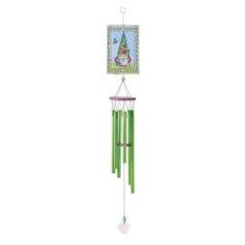 Enesco Jim Shore Heartwood Creek Garden Gnome Wind Chime- Handcrafted Decorative Hanging Metal Tube Wind Chimes Indoor Outdoor Patio Home Decor Windchime, 28 Inch
