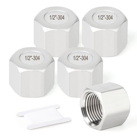TAISHER 5 PCS 304 Stainless Steel Cap Pipe Plug Socket Fitting 1/2" BSP Female