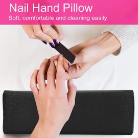 Hand Rest for Nails Manicure Hand Cushion for Nails Soft and Durable PU Leather Manicure Cushion for Nail Art for Nail Table 30x9.5x6.5cm(Black)