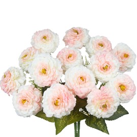 GhuaH 2 Pcs Artificial Flowers Zinnias Silk Flowers with Stems Zinnia Elegans Artificial Flowers for Outdoors Floral Arrangements Table Centerpieces Wedding Party Home Spring Summer Decor Pink