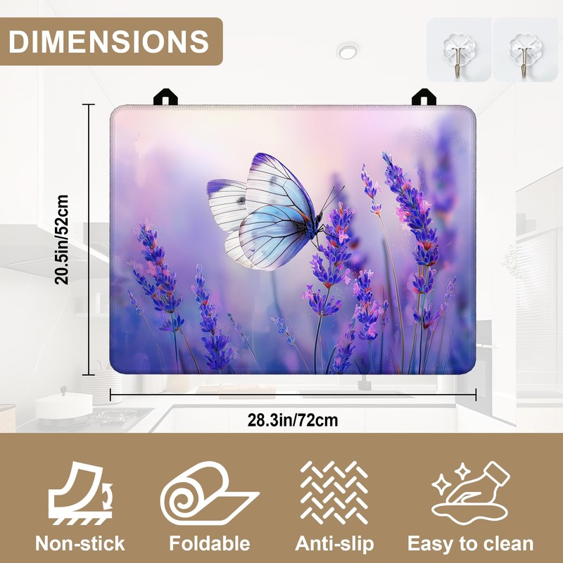 Stove Top Covers for Electric Stove,Purple Lavender Butterfly Heat Resistant
