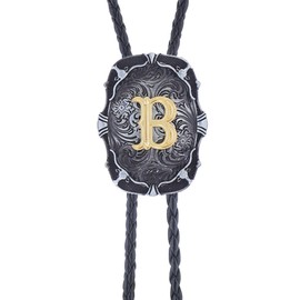 Btilasif Bolo Tie for Men, Initial Letter A-Z Western Cowboy Bolo Ties Neckties, Cowboy Accessories for Men Women (B)
