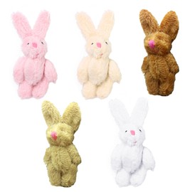 Pack of 5 Fabric Bunnies, Mini Plush Toys, Doll Hair Accessories, Plush Accessories, DIY Jewellery Pendants, Decorative Rabbits With Joints
