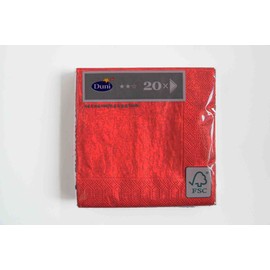 Duni Cocktail Napkins - 20 3lagig Plain Red - 24 x 24 CM