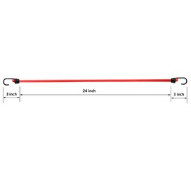 Joneaz Bungee Cords 24 inch with Metal Hooks, 4 Pack, Red Heavy Duty Bungee Cord with 10mm Diameter, Marine Grade Plastic Coating Hooks
