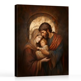 B.B.F MAKE Holy Family Home Decor Canvas Wall Art, Sacred Family Oil Painting Print, Classic Religious Art for Living Room, Bedroom, or Chapel – Premium Framed Canvas Wall Art Prints, 16x20inch