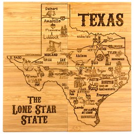 Totally Bamboo Texas State Puzzle 4 Piece Bamboo Coaster Set with Case