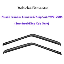 KPY Window Visor Compatible with Nissan Frontier Standard/King Cab 1998-2004, 2PC Rain Guard Side Window Vent Deflectors Tape-On Style, 1998 1999 2000 2001 2002 2003 2004