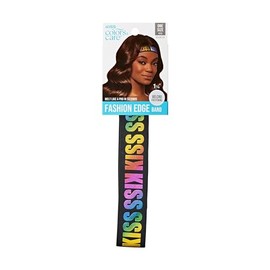 KISS COLORS & CARE Premium Perfect Melt Silicone Elastic Fashion Edge Wig Band, Adjustable Hook & Loop Tape Fastener, One Size Fits All, No Glue, Tape, or Clips, 1 1/8"- Style ‘KISS’