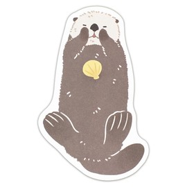 Enuby Mini Letter, Zoom In Animal, Sea Otter | 6 Stationery, 3 Envelopes, Western Style No. 2 Envelopes, Die Cut, Horizontal Writing