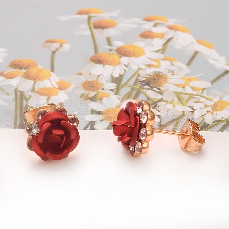 Yoursfs Women’s Rose Earrings, 18K Gold Plated, Enticing, For Both