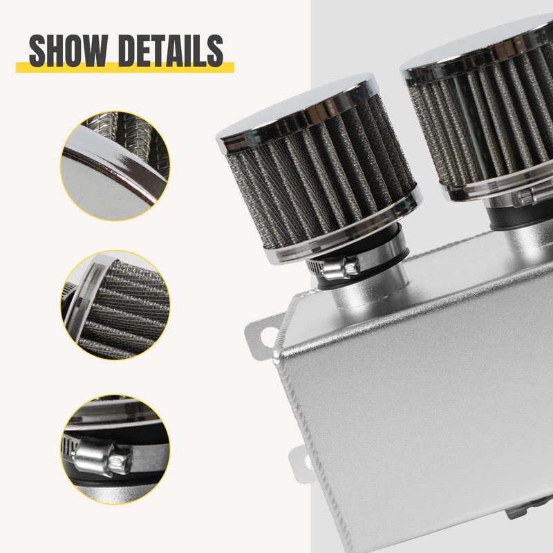 POSENG Universal Aluminum AN10 1.2L Twin Baffle Dual Filter Engine
