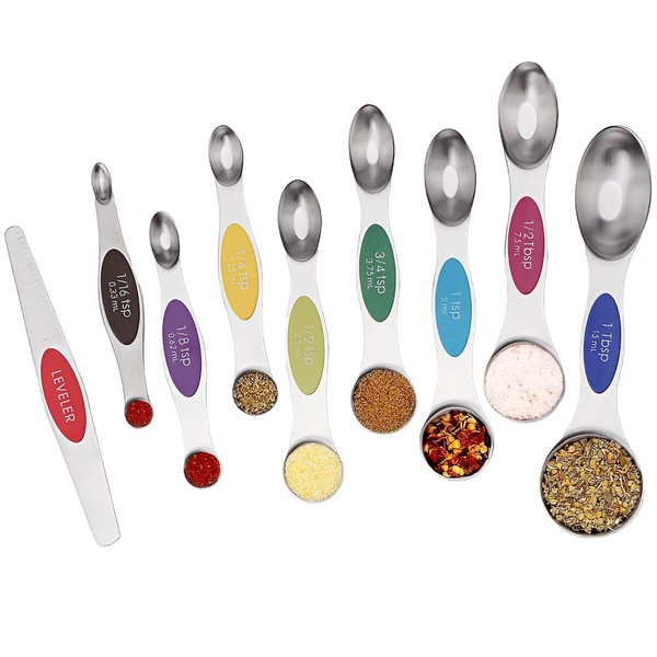 SHIKORI Magnetic Measuring Spoons Set, Stainless Steel Double Ended Stackable