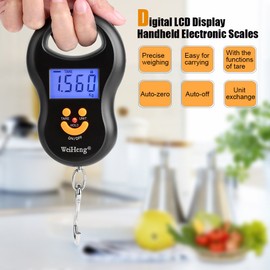 Luggage Scale 50kg/10g LCD Digital Bag/Portable Crane Scales Electronic Capacity Hanging Hook for Airplane Travel Luggage Weight Home Shopping Fishing