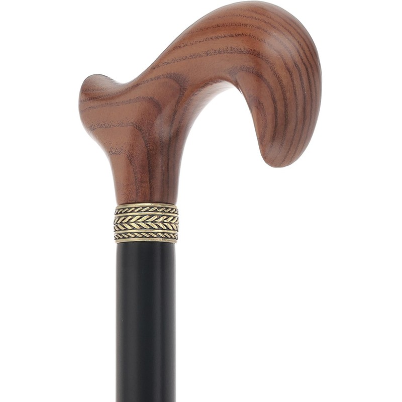 Derby Comfort Cane with Stained Ash Wood Handle, Black Beechwood