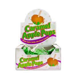 Tootsie Roll Caramel Apple Pops – Caramel Covered Green Apple Candy Lollipops – Bulk Gluten Free Candy – 1 Display Box Package – 48 Count