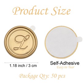 Andotopee 50pcs Gold Wedding Invitation Seals, Self-Adhesive Letter L Stickers, Premade Sealing Wax Initials for Party Birthday