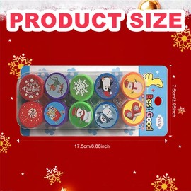 Vidillo Pack of 10 Assorted Stamps for Children, Christmas Plastic Children's Cartoon Stamps, Self-Inking Stamps, Self-Inking Christmas Stamps, Souvenir Children's Birthday Party Gift