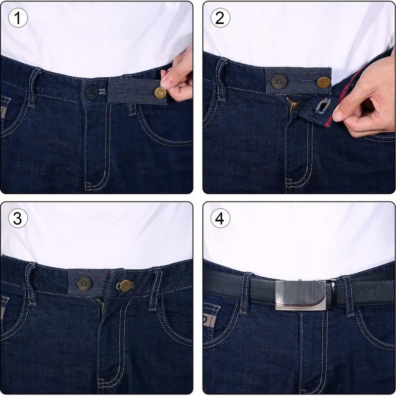 VANANA 4PCS Set Denim Waistband Button Extender Metal Buttons for