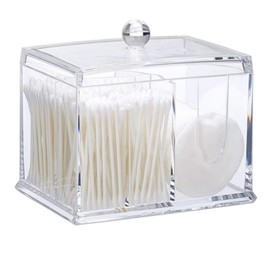 ARROWWAY Cotton Swab Case, Acrylic, Lid Included, Cotton Swab Case, Cosmetics, Stylish, Transparent, Tabletop, Storage, Small Storage