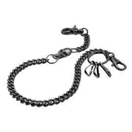UNIQSUM Creepy Skull Cuban Curb short wallet chain Swivel Trigger snap Biker Key chain (Gun-metal)