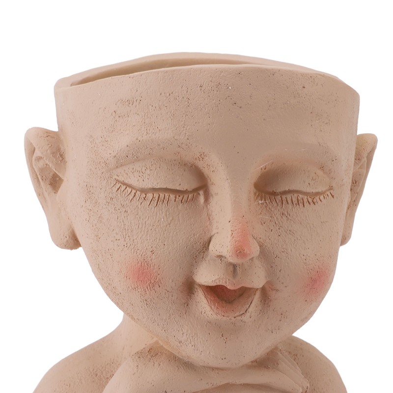 Men Face Flower Pot Hand Painting Resin Men Head Flowerpot