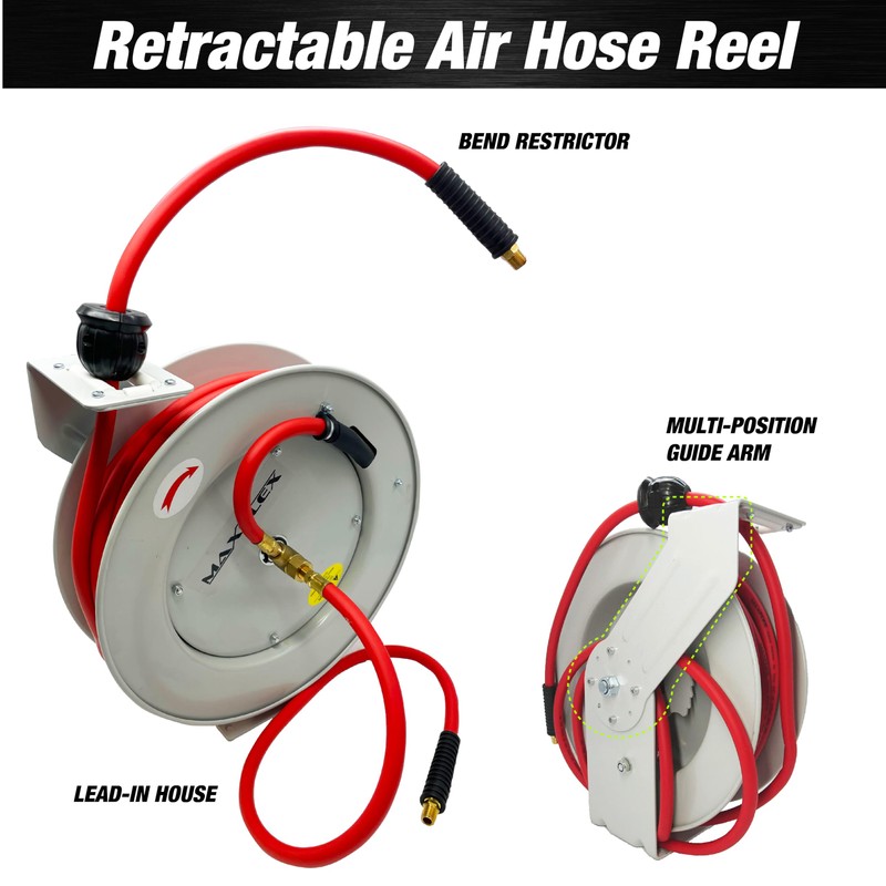 LAUCO Retractable Air Hose Reel, 3/8 IN x 50 FT