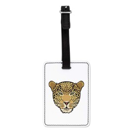 Gift Base Leopard Face Visual Luggage Tag with Black Strap
