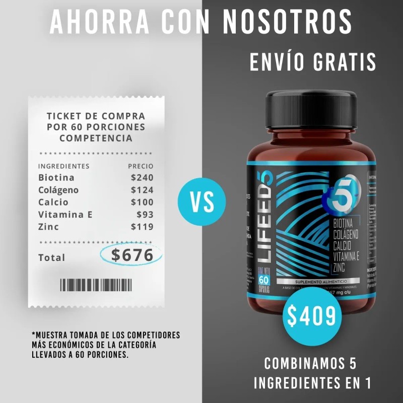 Lifeed Men Hair Biotina Colágeno Vitamina E Zinc Vitamina A